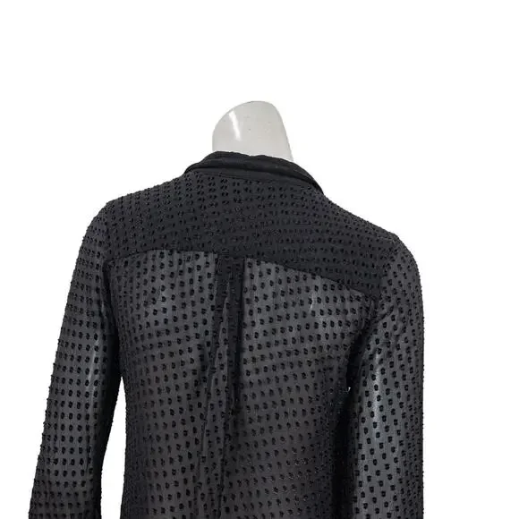 Equipment Femme Women's Sheer 1/2 button popover top in Black sz XS - Picture 8 of 10